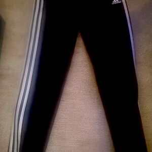 Adidas Black Track Pants with White Stripes